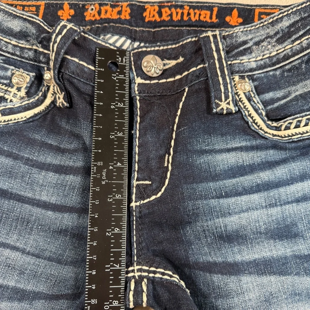 Rock Revival Jeans Womens 26 Medium Wash Avril Boot Cut Embellished Stretch - Picture 11 of 16